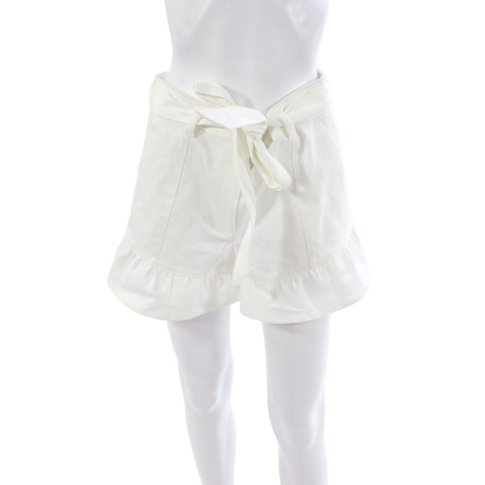 Cinq à Sept Womens Paperbag Tie Waist Cotton White Shorts Summer Size 10